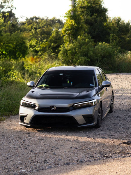 Honda Civic 11th Gen FE1 FE2 FE4 2022 2023 2024 with Aftermarket Parts - V1 Vented Hood Bonnet Carbon Fiber / FRP from CMST Tuning