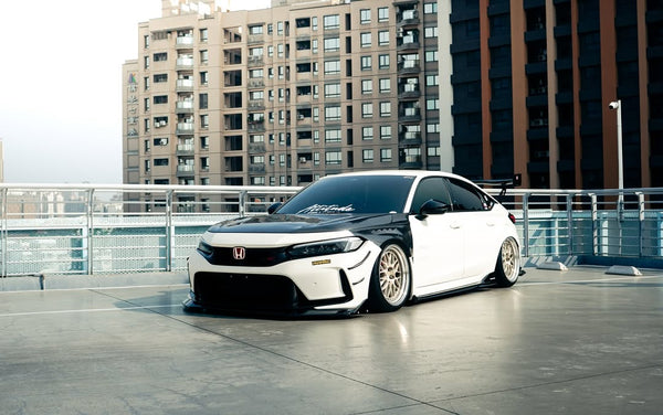 Honda Civic Type-R FL5 2023 2024 with Aftermarket Parts - Front Fenders Pre-preg Carbon Fiber / FRP from CMST Tuning