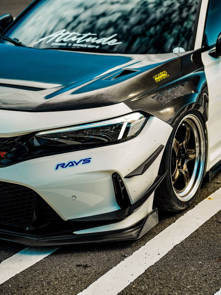 Honda Civic Type-R FL5 2023 2024 with Aftermarket Parts - Front Fenders Pre-preg Carbon Fiber / FRP from CMST Tuning