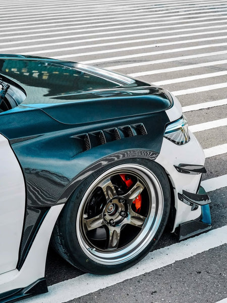 Honda Civic Type-R FL5 2023 2024 with Aftermarket Parts - Front Fenders Pre-preg Carbon Fiber / FRP from CMST Tuning