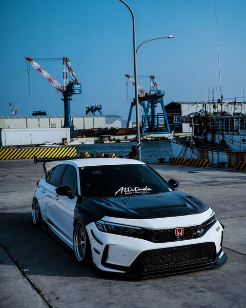 Honda Civic Type-R FL5 2023 2024 with Aftermarket Parts - V1 Hood Bonnet Carbon Fiber from CMST Tuning