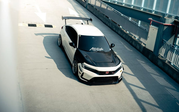 Honda Civic Type-R FL5 2023 2024 with Aftermarket Parts - V1 Hood Bonnet Carbon Fiber from CMST Tuning