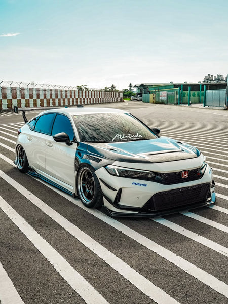 Honda Civic Type-R FL5 2023 2024 with Aftermarket Parts - V1 Hood Bonnet Carbon Fiber from CMST Tuning