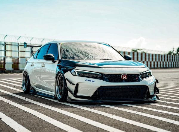 Honda Civic Type-R FL5 2023 2024 with Aftermarket Parts - V1 Hood Bonnet Carbon Fiber from CMST Tuning
