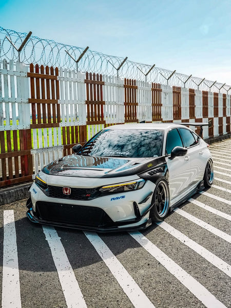 Honda Civic Type-R FL5 2023 2024 with Aftermarket Parts - V1 Hood Bonnet Carbon Fiber from CMST Tuning