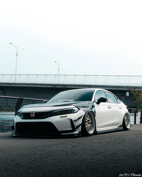 Honda Civic Type-R FL5 2023 2024 with Aftermarket Parts - V1 Hood Bonnet Carbon Fiber from CMST Tuning