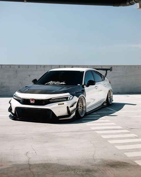 Honda Civic Type-R FL5 2023 2024 with Aftermarket Parts - V1 Hood Bonnet Carbon Fiber from CMST Tuning