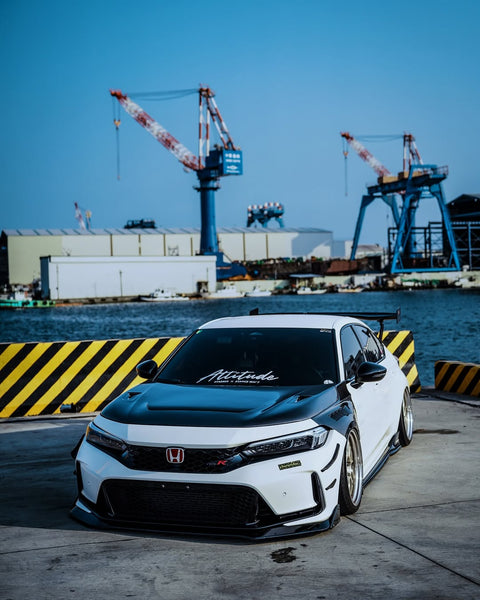 Honda Civic Type-R FL5 2023 2024 with Aftermarket Parts - V1 Hood Bonnet Carbon Fiber from CMST Tuning