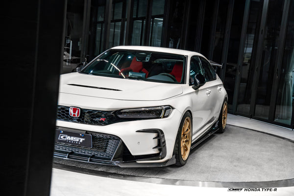 Honda Civic Type-R FL5 2023-ON with Aftermarket Parts - V2 Front Lip Dry Pre-preg Carbon Fiber / FRP from CMST Tuning