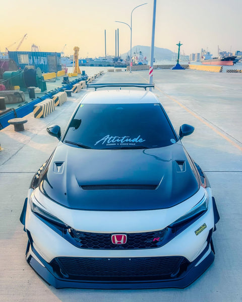 Honda Civic Type-R FL5 2023 2024 with Aftermarket Parts - V1 Hood Bonnet Carbon Fiber from CMST Tuning
