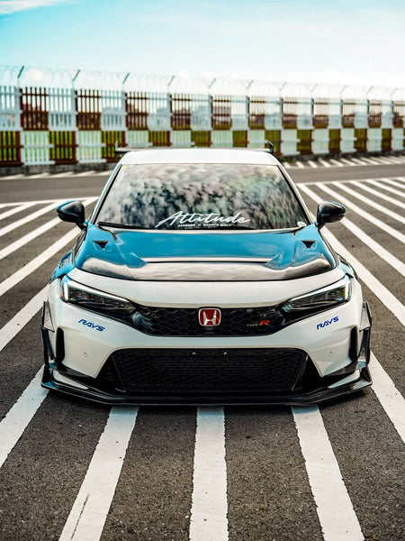 Honda Civic Type-R FL5 2023 2024 with Aftermarket Parts - V1 Hood Bonnet Carbon Fiber from CMST Tuning