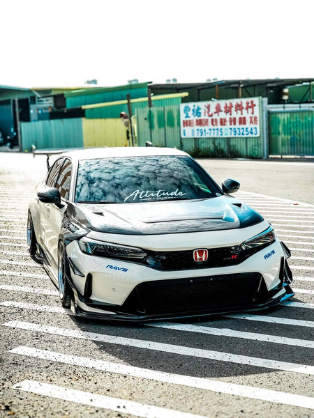 Honda Civic Type-R FL5 2023 2024 with Aftermarket Parts - V1 Hood Bonnet Carbon Fiber from CMST Tuning