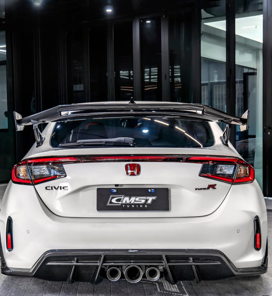 Honda Civic Type-R FL5 2023-ON with Aftermarket Parts - V2 Rear Spoiler Dry Pre-preg Carbon Fiber / FRP from CMST Tuning