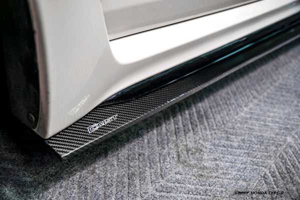 Honda Civic Type-R FL5 2023-ON with Aftermarket Parts - V2 Side Skirts Dry Pre-preg Carbon Fiber / FRP from CMST Tuning