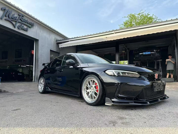 Honda Civic Type-R FL5 2023 2024 with Aftermarket Parts - Front Lip Splitter Pre-preg Carbon Fiber / FRP from CMST Tuning