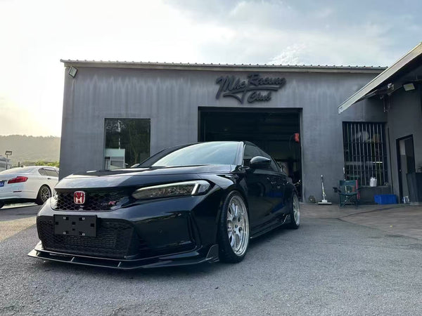 Honda Civic Type-R FL5 2023 2024 with Aftermarket Parts - Front Lip Splitter Pre-preg Carbon Fiber / FRP from CMST Tuning