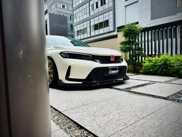 Honda Civic Type-R FL5 2023 2024 with Aftermarket Parts - Front Lip Splitter Pre-preg Carbon Fiber / FRP from CMST Tuning