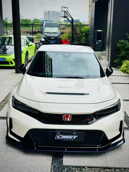 Honda Civic Type-R FL5 2023 2024 with Aftermarket Parts - Front Lip Splitter Pre-preg Carbon Fiber / FRP from CMST Tuning