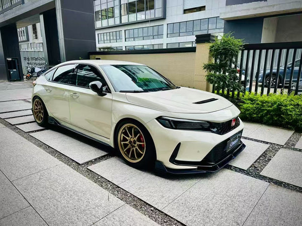 Honda Civic Type-R FL5 2023 2024 with Aftermarket Parts - Front Lip Splitter Pre-preg Carbon Fiber / FRP from CMST Tuning