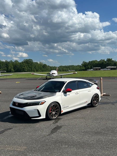 Honda Civic Type-R FL5 2023 2024 with Aftermarket Parts - V2 Clearview Glass Hood Bonnet Carbon Fiber / FRP from CMST Tuning