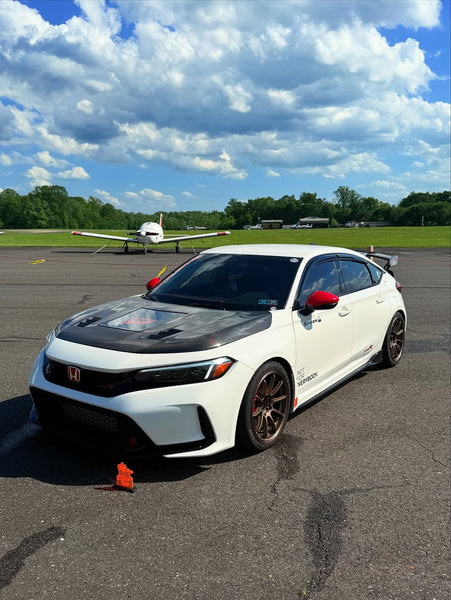 Honda Civic Type-R FL5 2023 2024 with Aftermarket Parts - V2 Clearview Glass Hood Bonnet Carbon Fiber / FRP from CMST Tuning