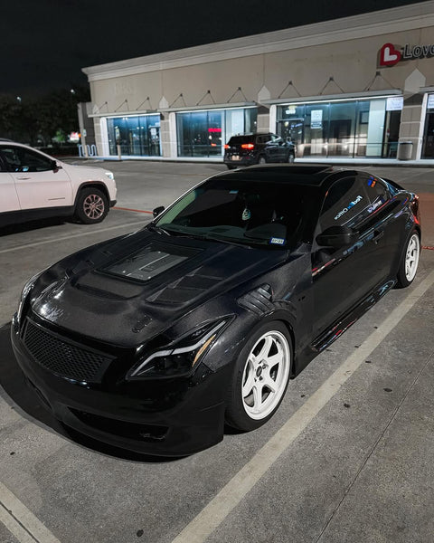 Infiniti G37 G37x IPL Anniversary Journey Sport X Base 2008 2009 2010 2011 2012 2013 & Q60 Journey Sport S Base 2014 2015 with Aftermarket Parts - Hood Bonnet Carbon Fiber / FRP from CMST Tuning