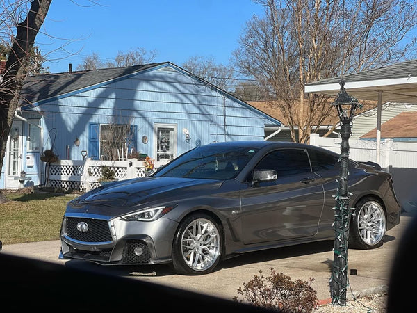 Infiniti Q60 Red Sport 400 Premium Luxe Sport Pure 2017 2018 2019 2020 2021 2022 with Aftermarket Parts - Project Black S Concept Front Bumper & Lip Carbon Fiber / FRP from CMST Tuning