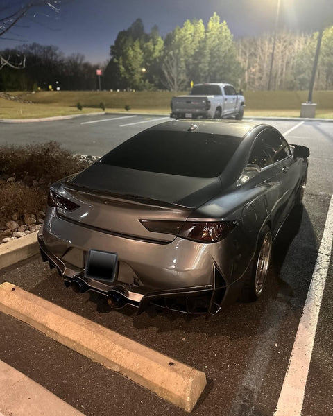 Infiniti Q60 Red Sport 400 Premium Luxe Sport Pure 2017 2018 2019 2020 2021 2022 with Aftermarket Parts - Project Black S Concept Rear Bumper & Diffuser Carbon Fiber / FRP from CMST Tuning
