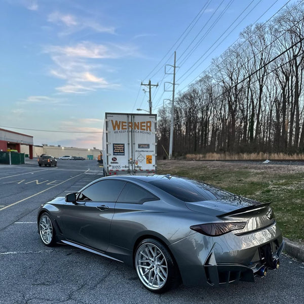 Infiniti Q60 Red Sport 400 Premium Luxe Sport Pure 2017 2018 2019 2020 2021 2022 with Aftermarket Parts - Project Black S Concept Rear Bumper & Diffuser Carbon Fiber / FRP from CMST Tuning