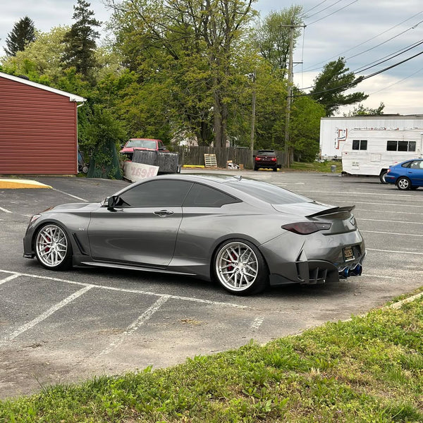 Infiniti Q60 Red Sport 400 Premium Luxe Sport Pure 2017 2018 2019 2020 2021 2022 with Aftermarket Parts - Project Black S Concept Rear Bumper & Diffuser Carbon Fiber / FRP from CMST Tuning