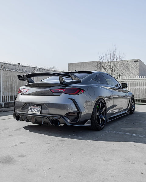 Infiniti Q60 Red Sport 400 Premium Luxe Sport Pure 2017 2018 2019 2020 2021 2022 with Aftermarket Parts - Project Black S Concept Rear Spoiler Wing Carbon Fiber / FRP from CMST Tuning