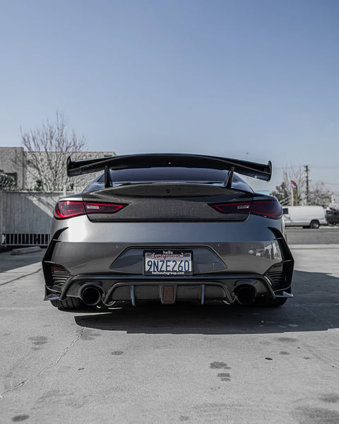 Infiniti Q60 Red Sport 400 Premium Luxe Sport Pure 2017 2018 2019 2020 2021 2022 with Aftermarket Parts - Project Black S Concept Rear Spoiler Wing Carbon Fiber / FRP from CMST Tuning