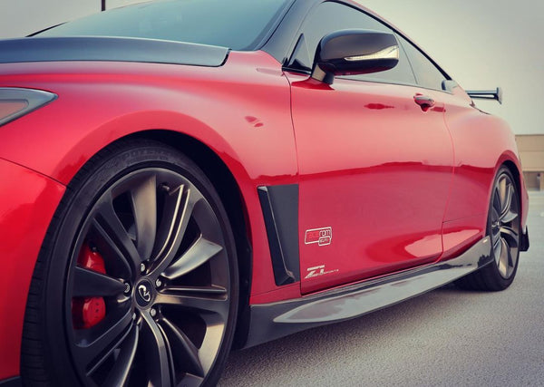 CMST Tuning Project Black S Side Skirts for Infiniti Q60 Red Sport 400/Pure Carbon Fiber/FRP
