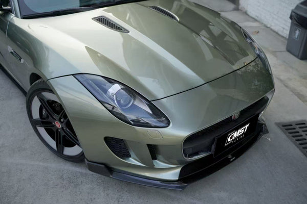 Jaguar F-Type SVR R S Base  2014 2015 2016 2017 2018 2019 2020 with Aftermarket Parts - Front Lip Splitter Carbon Fiber / FRP from CMST Tuning