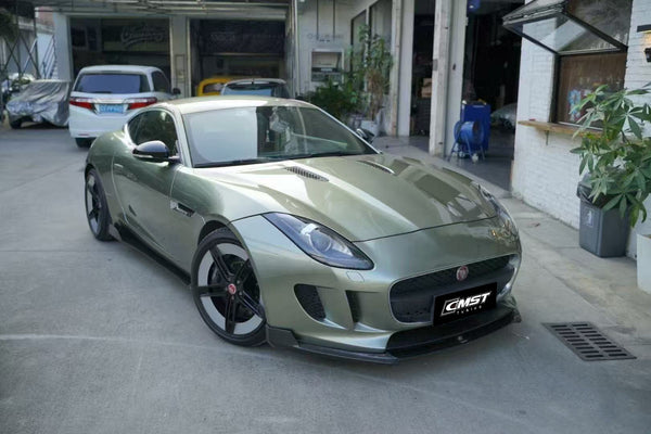 Jaguar F-Type SVR R S Base 2014 2015 2016 2017 2018 2019 2020 with Aftermarket Parts - Widebody Style Side Skirts Carbon Fiber / FRP from CMST Tuning