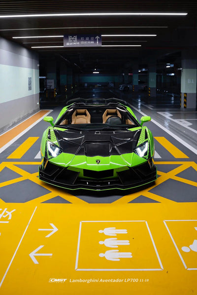 Lamborghini Aventador Base LP700 LP720 S LP740 SV LP750 Ultimate LP780 SVJ LP770 2012 2013 2014 2015 2016 2017 2018 2019 2020 2021 2022 2023 with Aftermarket Parts - V1 Hood Carbon Fiber / FRP from CMST Tuning