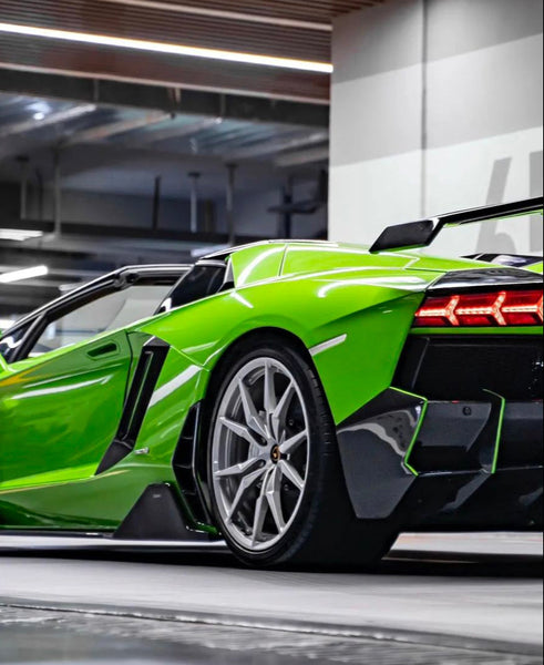 Lamborghini Aventador Base LP700 LP720 S LP740 SV LP750 Ultimate LP780 SVJ LP770 2012 2013 2014 2015 2016 2017 2018 2019 2020 2021 2022 2023 with Aftermarket Parts - Rear Quarter Panel Garnish Flares Carbon Fiber / FRP from CMST Tuning