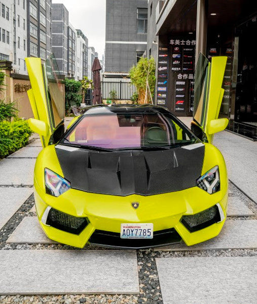 Lamborghini Aventador Base LP700 LP720 S LP740 SV LP750 Ultimate LP780 SVJ LP770 2012 2013 2014 2015 2016 2017 2018 2019 2020 2021 2022 2023 with Aftermarket Parts - V2 Hood Carbon Fiber / FRP from CMST Tuning