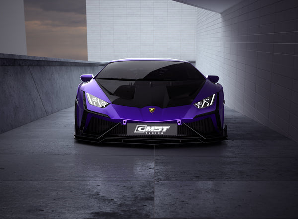 Lamborghini Huracan LP580 LP610 Evo RWD AWD Tecnica Performante 2015 2016 2017 2018 2019 2020 2021 2022 2023 2024 with Aftermarket Parts - Front Bumper & Front Lip Pre-preg Carbon Fiber / FRP from CMST Tuning