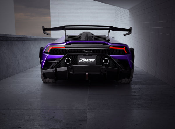 Lamborghini Huracan LP580 LP610 Evo RWD AWD Tecnica Performante 2015 2016 2017 2018 2019 2020 2021 2022 2023 2024 with Aftermarket Parts - Rear Wing & Rear Engine Trunk Deck Lid Pre-preg Carbon Fiber / FRP from CMST Tuning