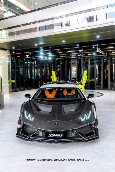 Lamborghini Huracan LP580 LP610 Evo RWD AWD Tecnica Performante 2015 2016 2017 2018 2019 2020 2021 2022 2023 2024 with Aftermarket Parts - Front Canards Pre-preg Carbon Fiber / FRP from CMST Tuning