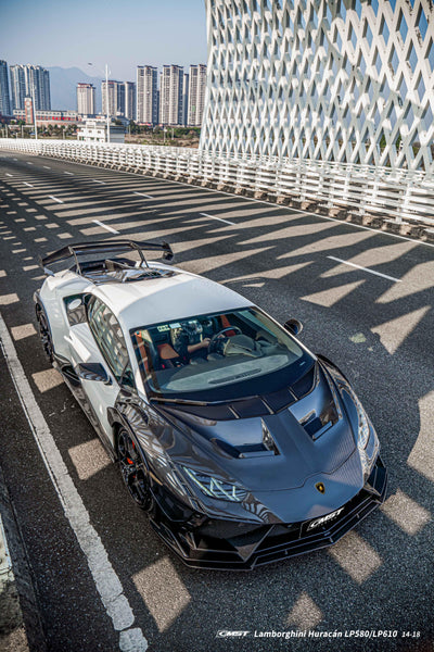 Lamborghini Huracan LP580 LP610 Evo RWD AWD Tecnica Performante 2015 2016 2017 2018 2019 2020 2021 2022 2023 2024 with Aftermarket Parts - Front Canards Pre-preg Carbon Fiber / FRP from CMST Tuning