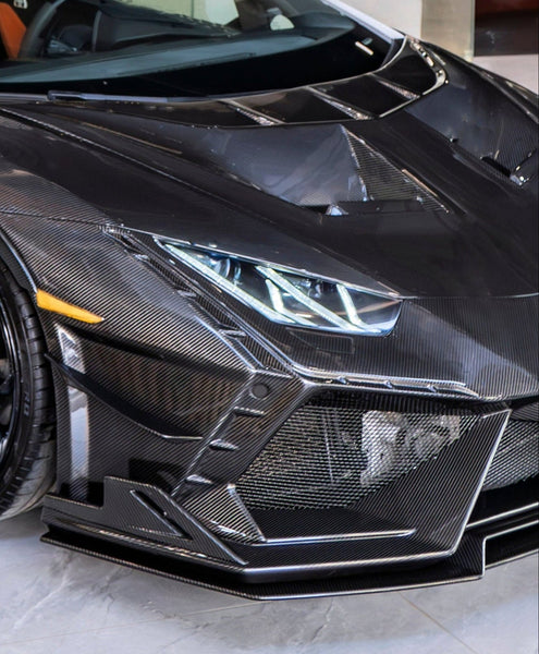 Lamborghini Huracan LP580 LP610 Evo RWD AWD Tecnica Performante 2015 2016 2017 2018 2019 2020 2021 2022 2023 2024 with Aftermarket Parts - Front Canards Pre-preg Carbon Fiber / FRP from CMST Tuning