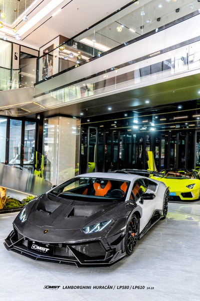 Lamborghini Huracan LP580 LP610 Evo RWD AWD Tecnica Performante 2015 2016 2017 2018 2019 2020 2021 2022 2023 2024 with Aftermarket Parts - Front Canards Pre-preg Carbon Fiber / FRP from CMST Tuning