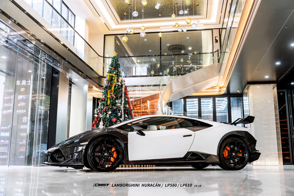 Lamborghini Huracan LP580 LP610 Evo RWD AWD Tecnica Performante 2015 2016 2017 2018 2019 2020 2021 2022 2023 2024 with Aftermarket Parts - Front Canards Pre-preg Carbon Fiber / FRP from CMST Tuning