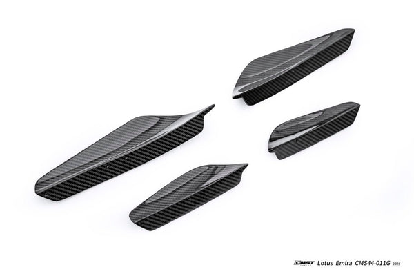 Lotus Emira 3.6 V6 2.0 Four-cylinder 2022-ON with Aftermarket Parts - Front Corner Canards Dry Pre-preg Carbon Fiber / FRP