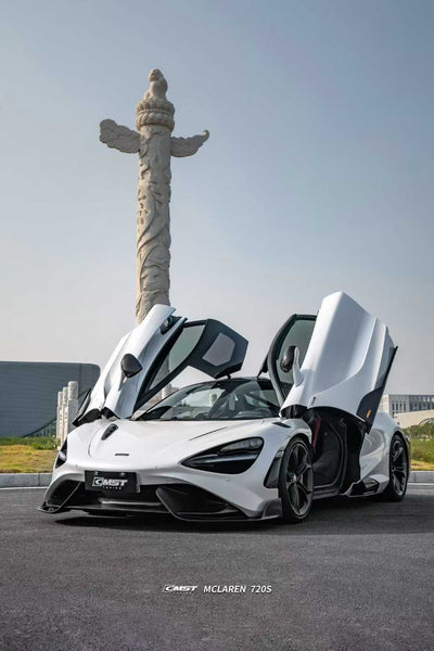 McLaren 720s 2018 2019 2020 2021 2022 2023 & 765LT 2021 2022 & 750s 2024 with Aftermarket Parts - 765lt Conversion Front Bumper & Front Lip Carbon Fiber / FRP from CMST Tuning