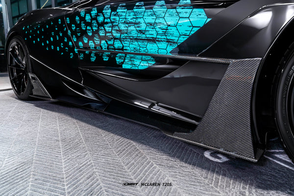 McLaren 720S 2018 2019 2020 2021 2022 2023 & 750S 2024-ON with Aftermarket Parts - Side Skirts Carbon Fiber / FRP from CMST Tuning