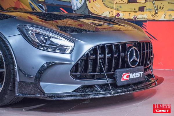 Mercedes Benz AMG GT GTS GTC C190 2016-2021 (designed to work with CMST Black Series Style Front Fenders, corner small lips would need to be shaved off for fitment with OEM fenders, 3 point star not included) with Aftermarket Parts - Front Bumper Set Carbon Fiber / FRP from CMST Tuning