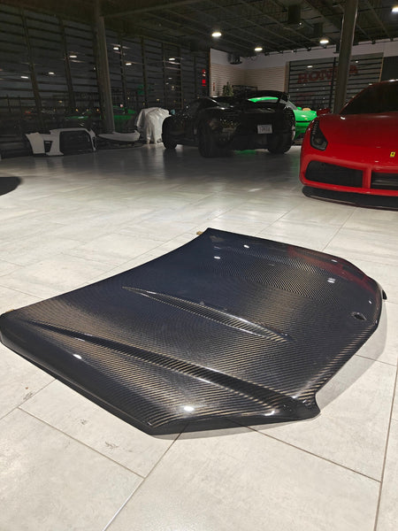 Mercedes Benz C-Class C300 C280 W204 Pre-Facelift 2007 2008 2009 2010 2011 with Aftermarket Parts - Hood Carbon Fiber from CMST Tuning